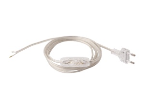 Aansluitsnoer met stekker en snoerschakelaar - 2x0.75mm² - 200 cm - transparant