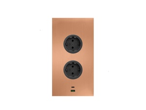 CARESSI 2ST20/USB Energiezuil Copper - opbouw met 2 stopcontacten en USB-A + USB-C aansluitingen