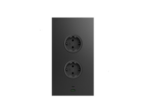 CARESSI 2ST20/USB Energiezuil Zwart - opbouw met twee stopcontacten en USB-A + USB-C aansluitingen