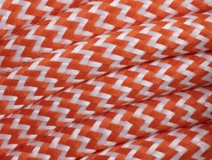 Oranje met wit strijkijzersnoer - zigzag motief - 2 aderig