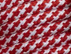 Rood met wit strijkijzersnoer - mix motief - 2 aderig