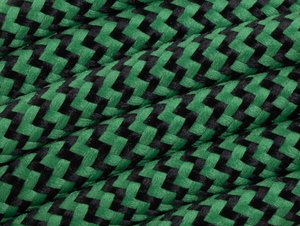 Zwart met groen strijkijzersnoer - zigzag motief - 2 aderig