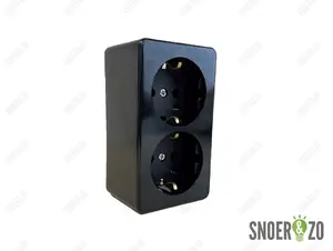 Opbouw wandcontactdoos zwart 2 voudig met randaarde