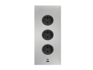 CARESSI 3ST29/USB Energiezuil RVS - opbouw met drie stopcontacten en USB-A + USB-C aansluitingen
