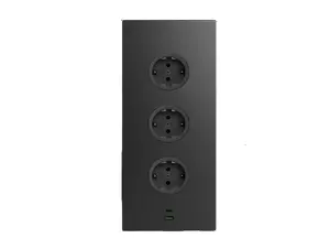 CARESSI 3ST29/USB Energiezuil Zwart - opbouw met drie stopcontacten en USB-C + USB-C aansluitingen