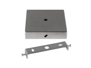 Plafondkap metaal vierkant plat geborsteld nikkel (RVS look) met beugel