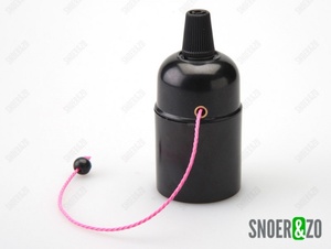 Fitting E27 zwart glad met trekschakelaar roze