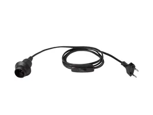 Aansluitsnoer met E14 fitting met stekker en snoerschakelaar - 2X0.75mm2 - 150 cm - zwart