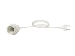 Aansluitsnoer met E27 fitting met stekker en snoerschakelaar - 2X0.75mm2 - 150 cm - wit