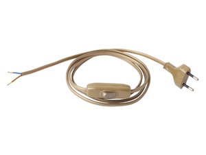 Aansluitsnoer met stekker en snoerschakelaar - 2x0.75mm² - 200 cm - goud