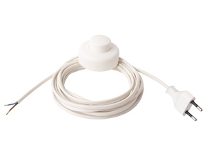 Aansluitsnoer met stekker en voetschakelaar - 2x0.75mm² - 400 cm - wit Aansluitsnoer met stekker en voetschakelaar - 2x0.75mm² - 400 cm - wit