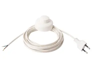 Aansluitsnoer met stekker en voetschakelaar - 2x0.75mm² - 400 cm - wit