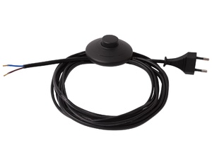 Aansluitsnoer met stekker en voetschakelaar vlak model - 2x0.75mm² - 400 cm - zwart Aansluitsnoer met stekker en voetschakelaar vlak model - 2x0.75mm² - 400 cm - zwart