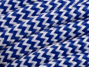 Blauw met wit strijkijzersnoer - zebra motief - 2 aderig
