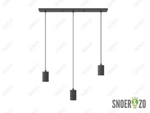 Calex plafondbalk 3x E27 fitting met 200cm snoer mat zwart