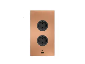 CARESSI 2ST20/USB Energiezuil Copper - opbouw met 2 stopcontacten en USB-A + USB-C aansluitingen