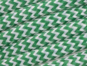 Groen met wit strijkijzersnoer - zigzag motief - 2 aderig