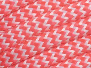 Neon roze met wit strijkijzersnoer - zigzag motief - 2 aderig