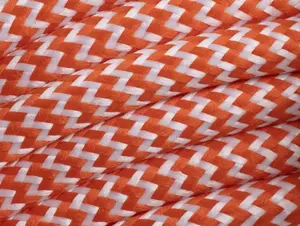 Oranje met wit strijkijzersnoer - zigzag motief - 2 aderig