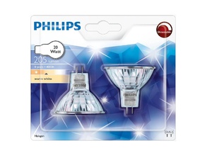 Philips MR16 50 mm halogeenlamp 20W 12V GU5.3 36D ( blister 2-stuks ) - AV