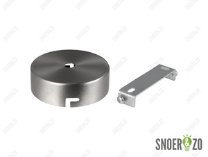 Plafondkap metaal plat klein geborsteld nikkel (RVS look) met beugel