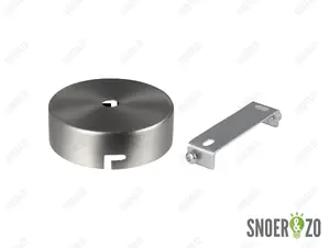 Plafondkap metaal plat klein geborsteld nikkel (RVS look) met beugel