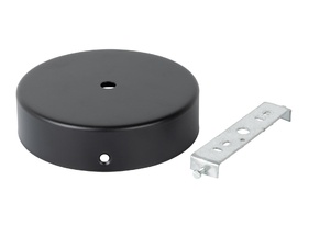 Plafondkap metaal plat model 12.5 cm zwart met beugel