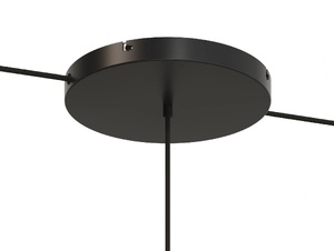 Plafondkap metaal plat model - zwart - 30 cm - met beugel met 1 midden gat en 2 zij gaten