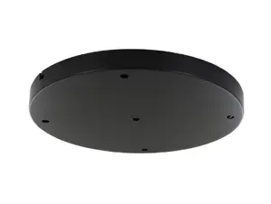 Plafondkap metaal plat zwart met 5 gaten en beugel - XL - 30cm