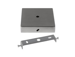 Plafondkap metaal vierkant plat geborsteld nikkel (RVS look) met beugel