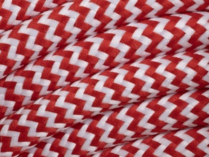 Rood met wit strijkijzersnoer - zigzag motief - 2 aderig