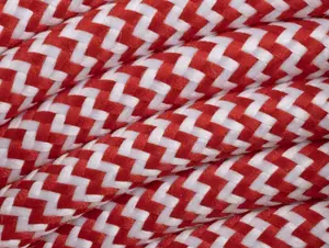 Rood met wit strijkijzersnoer - zigzag motief - 2 aderig