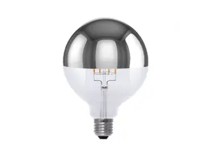 Segula Vintage line LED filament globe 125mm kopspiegellamp 5.5W E27 zilver dimbaar