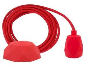 Snoerpendel E27 siliconen rood - 300 cm - facet