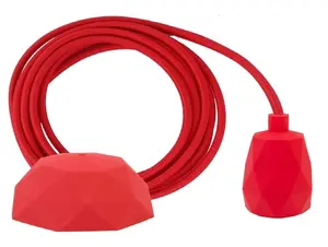 Snoerpendel E27 siliconen rood - 300 cm - facet