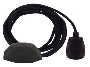 Snoerpendel E27 siliconen zwart - 300 cm - facet