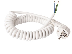 Spiraal aansluitsnoer met randaarde stekker - 3x1,00 mm² - 70 cm - wit