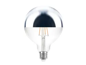 SPL LED filament globe 125mm kopspiegellamp 7W E27 zilver dimbaar