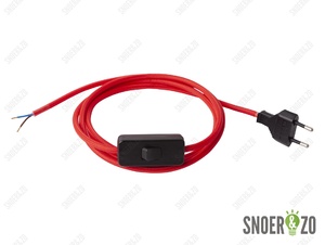Strijkijzersnoer rood 2 meter met schakelaar