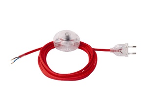 Strijkijzersnoer rood met stekker en voetschakelaar - 2x0.75mm2 - 300 cm