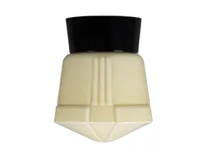 Thabur plafonnière deco geel met zwarte houder