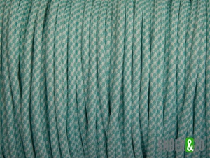 Turquoise met wit strijkijzersnoer - mix motief - 2 aderig