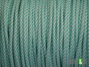 Turquoise met wit strijkijzersnoer - mix motief - 2 aderig