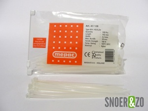 Tyraps - lengte 14,2 cm transparant Tyraps - lengte 14,2 cm transparant