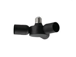 Verloop fitting van E27 naar 3 x E27 fitting zwart