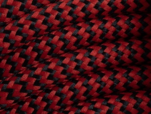 Zwart met rood strijkijzersnoer - zebra motief - 2 aderig