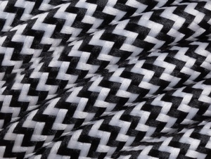 Zwart met wit strijkijzersnoer - zebra motief - 2 aderig